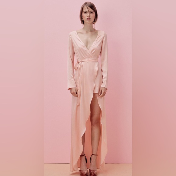 For Love And Lemons Dresses & Skirts - For Love And Lemons X Jaime King Wrap Dress peach Satin